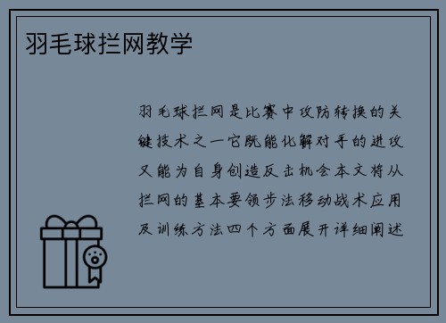 羽毛球拦网教学
