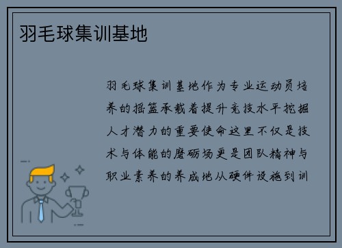 羽毛球集训基地